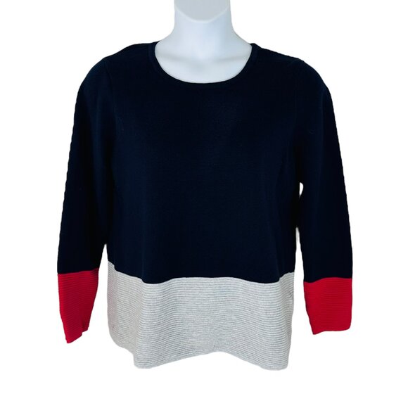 Joules Women's Size 14 Valencia Colorblock Pullover Navy Gray Pink Sweater - Picture 1 of 7